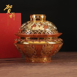 厂家批发祥云干果盒供佛五谷米盒佛堂佛教供品盒藏式八吉祥糌粑盒