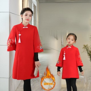 延禧攻略同款亲子装加厚保暖中国风改良汉服外套冬装毛呢大衣