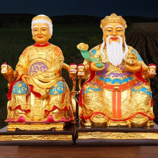 彩绘开光招财土地爷公婆大号财神佛像福德正神工艺品风水供奉摆件