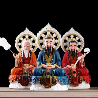 汉白玉石雕三清祖师神像摆件家用太上老君道德天尊道教三清道祖像 