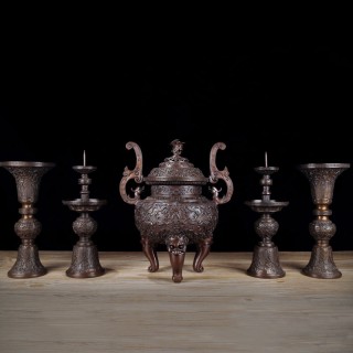 五供佛具 香炉花瓶烛台 佛教用品佛前供奉家居摆件 