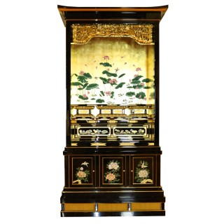 文新佛具   净土30号纯手工实木制作 钢琴烤漆手工金具饰品卷草烫金纱网饰品手工采绘24K贴金