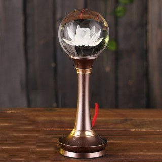 莲花灯佛前灯长明灯佛供灯佛灯结缘LED供佛灯水晶球七彩莲花宝灯 