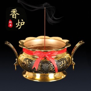 供佛香炉 佛堂供奉香薰炉 线香 立香铜香炉 家居工艺摆件 