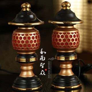 佛堂供灯佛灯财神灯电烛长明灯台湾古铜红色神射灯宫灯关公灯 