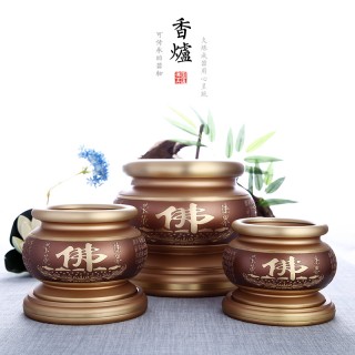 古沉莲花香炉供佛香炉纯铜檀香炉线香竹签香炉供奉插香炉家用室内