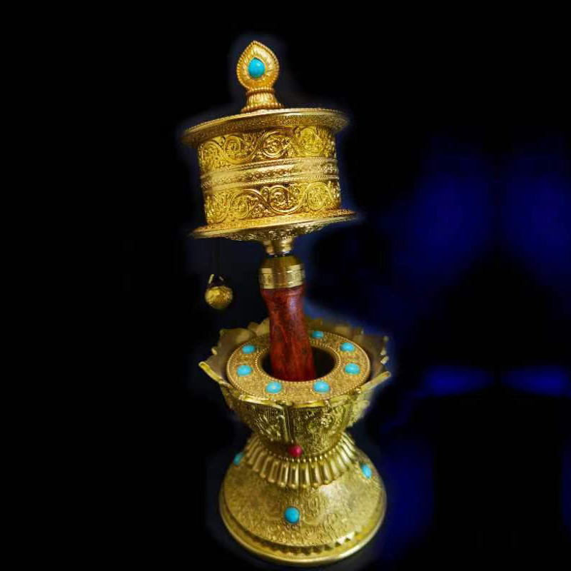 西藏藏式转经桶小号转经轮手摇转经筒家用六字真言双轴