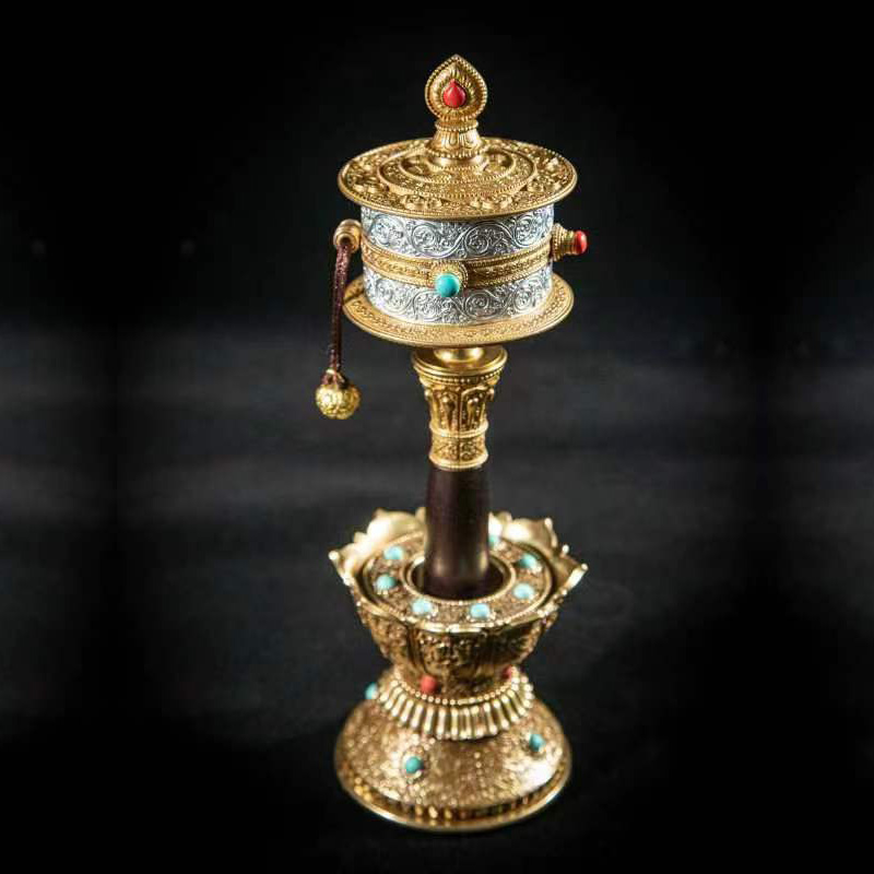 西藏藏式转经桶小号转经轮手摇转经筒家用六字真言双轴