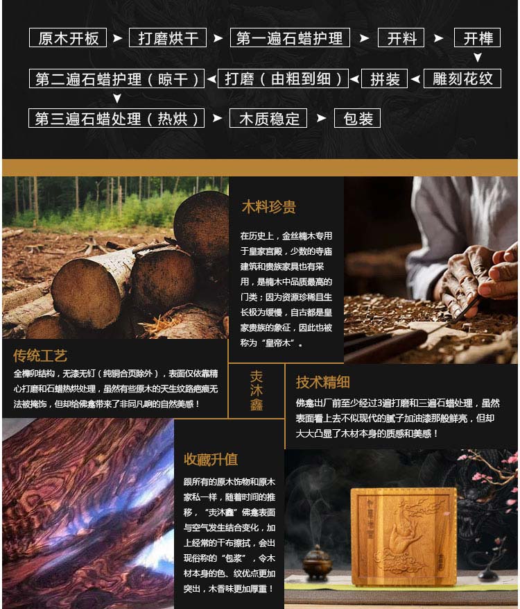 金丝柚原木折叠便携开合佛龛无漆榫卯神龛牌位佛像水盏酥油灯供桌