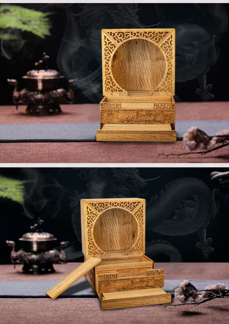 金丝楠原木折叠便携开合佛龛无漆榫卯神龛牌位佛像水盏酥油灯供桌