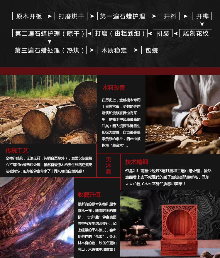 紫檀原木折叠便携开合佛龛无漆榫卯神龛牌位佛像铜水盏酥油灯供桌