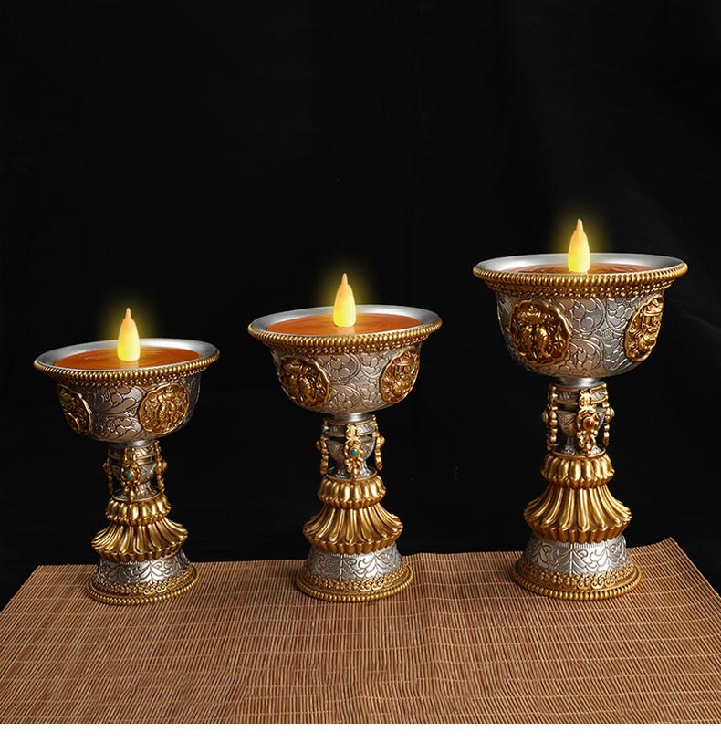 新款佛教祥云电子酥油供灯佛前供奉油灯3D火苗锂电池充电佛灯批发