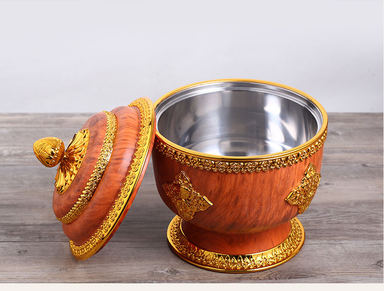 新款藏式佛教用品八宝祥瑞盒藏族干果供品谷物糌粑收纳盒厂家批发