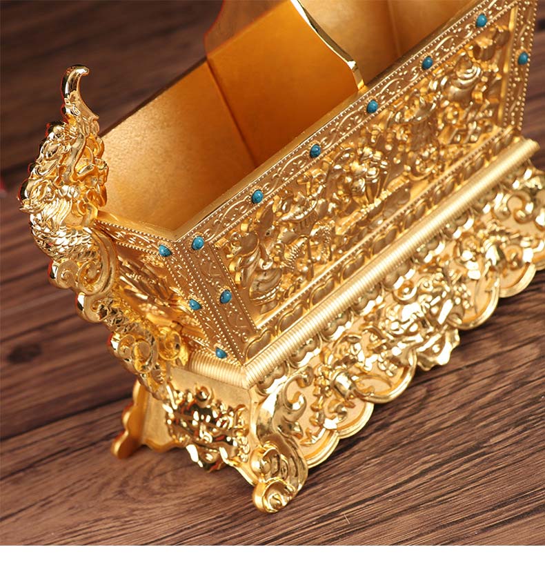 批发藏传佛教用品佛堂供佛摆件双色金八吉祥五谷盒供品盒厂家特价