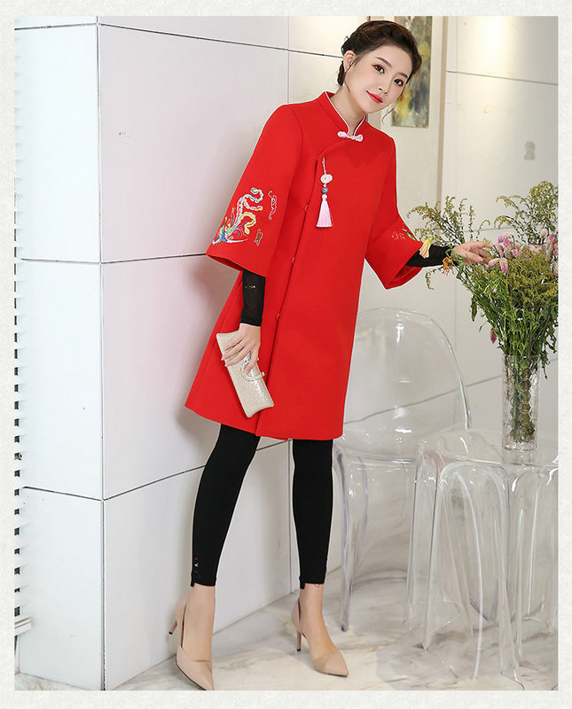 延禧攻略同款亲子装加厚保暖中国风改良汉服外套冬装毛呢大衣