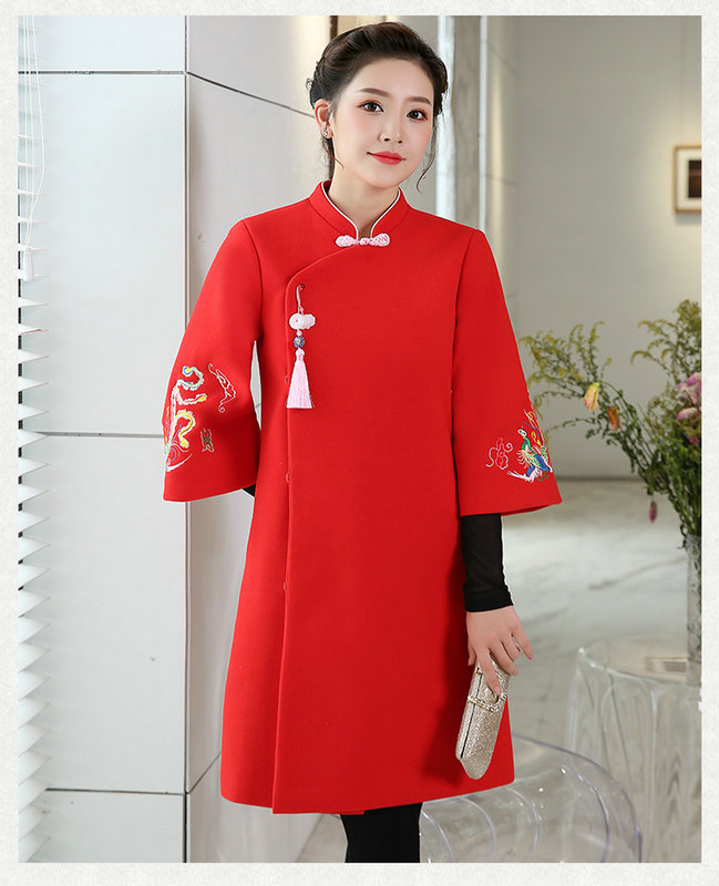 延禧攻略同款亲子装加厚保暖中国风改良汉服外套冬装毛呢大衣