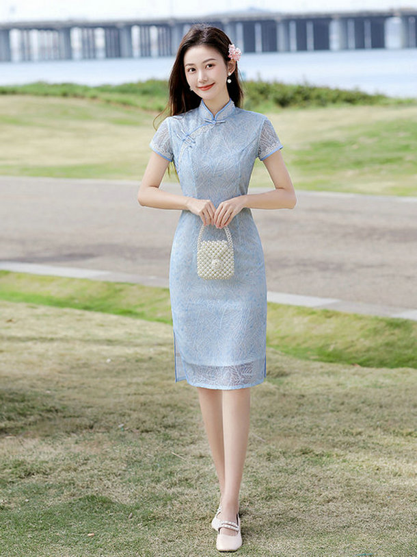 新款复古年轻款少女小清新甜美改良蕾丝连衣裙夏季