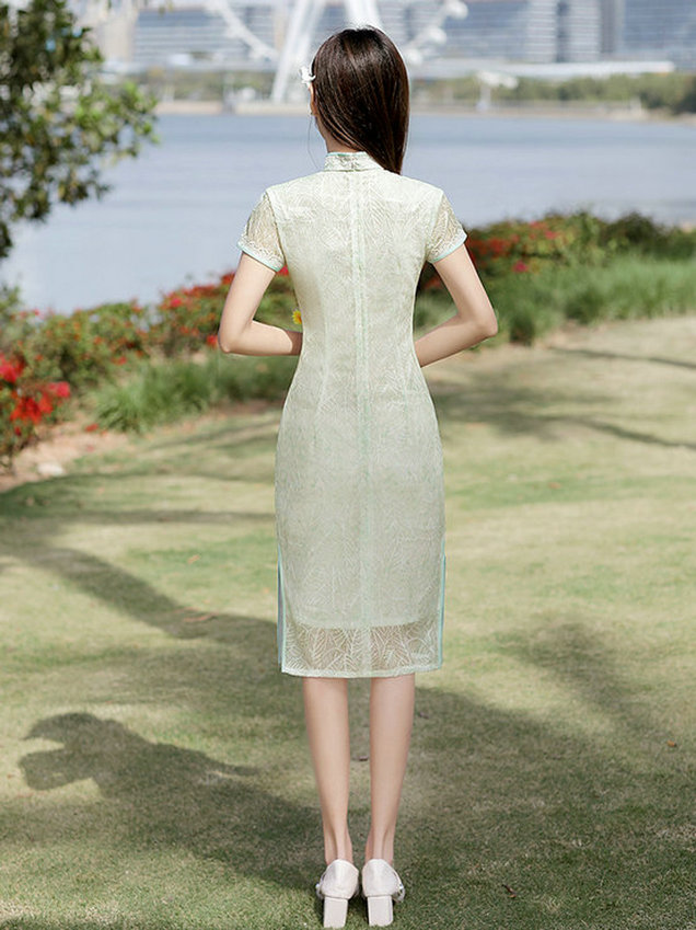 新款复古年轻款少女小清新甜美改良蕾丝连衣裙夏季