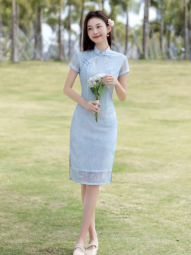 新款复古年轻款少女小清新甜美改良蕾丝连衣裙夏季