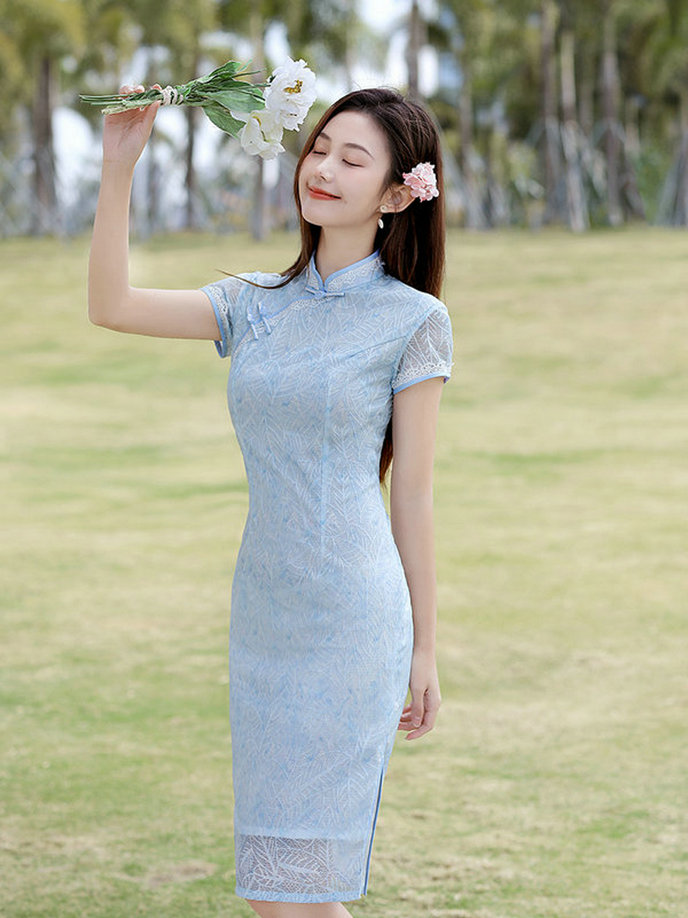 新款复古年轻款少女小清新甜美改良蕾丝连衣裙夏季