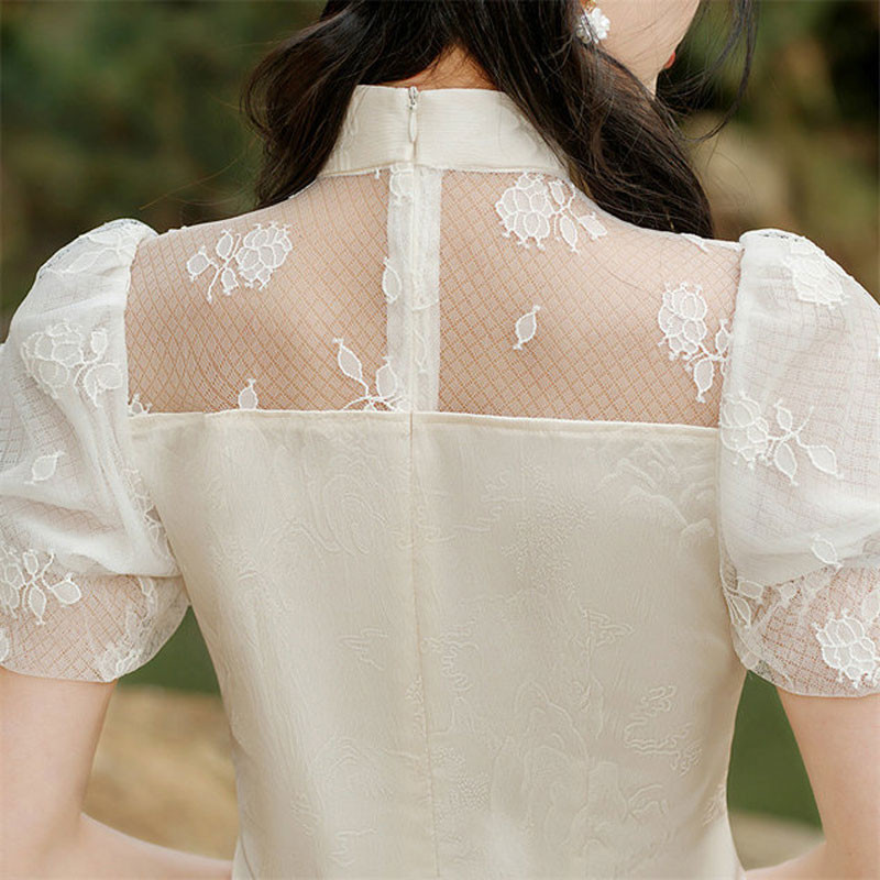 新款少女小个子短款旗袍连衣裙泡泡袖优雅时尚日常旗袍