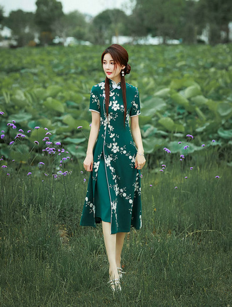 新款复古小众设计高级感白色新中式中国风连衣裙