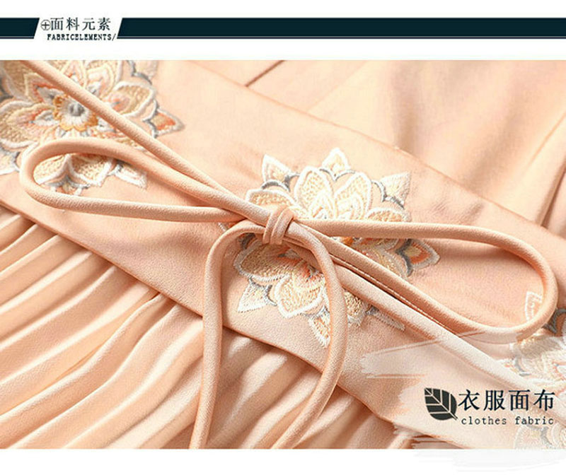 改良旗袍连衣裙国风复古腰封修身气质长款百褶摆裙