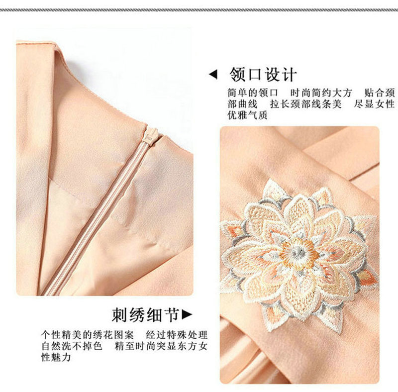 改良旗袍连衣裙国风复古腰封修身气质长款百褶摆裙