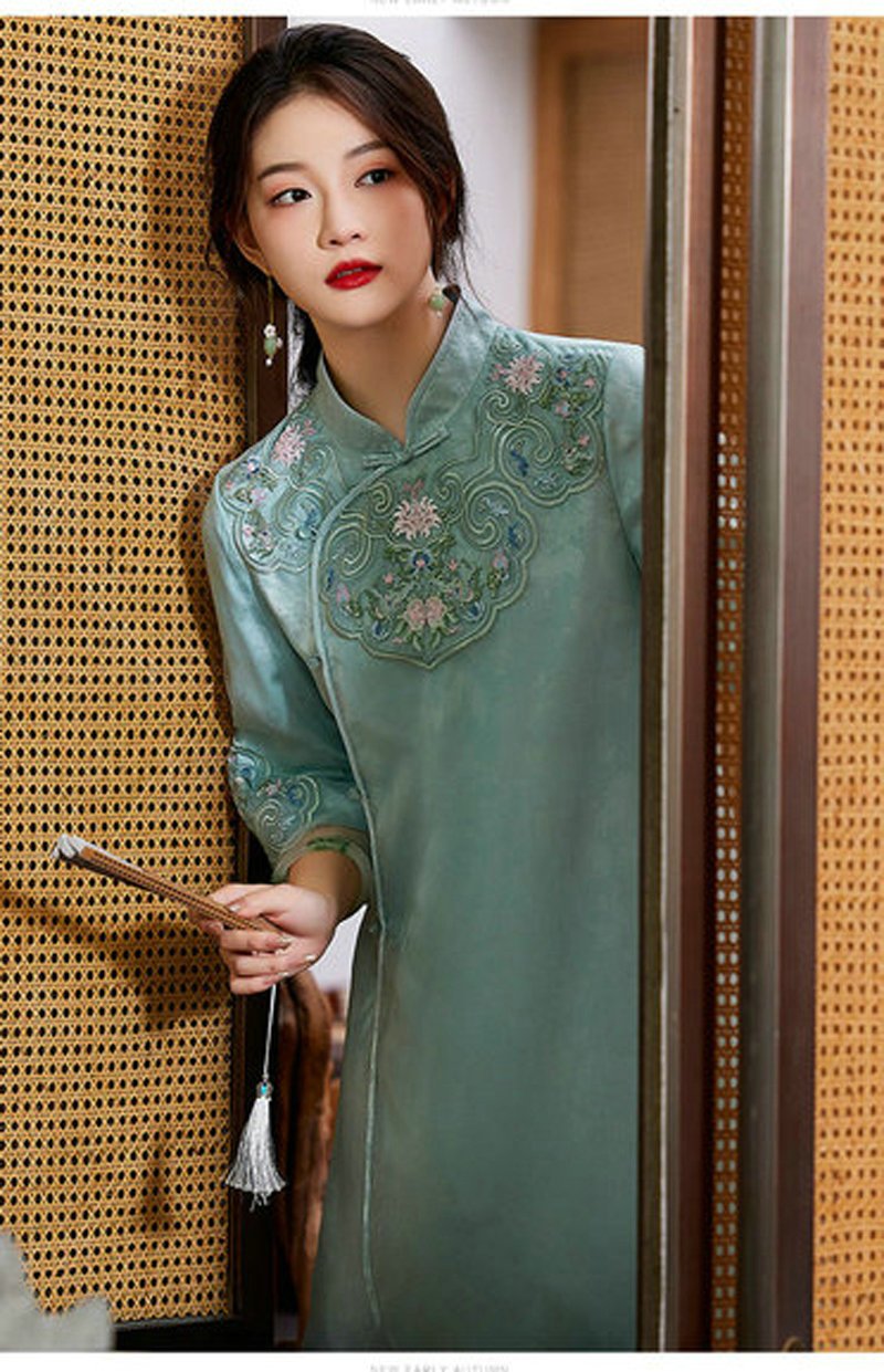 中式女装国潮刺绣复古宽松飘逸大摆裙