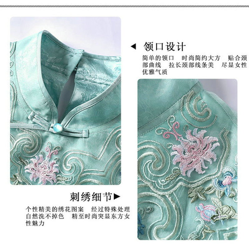 中式女装国潮刺绣复古宽松飘逸大摆裙