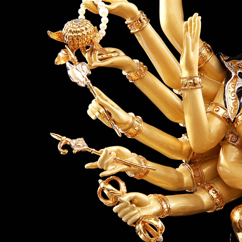 台湾铜鎏金准提菩萨佛像供奉家用开光准提佛母像密宗佛像摆件