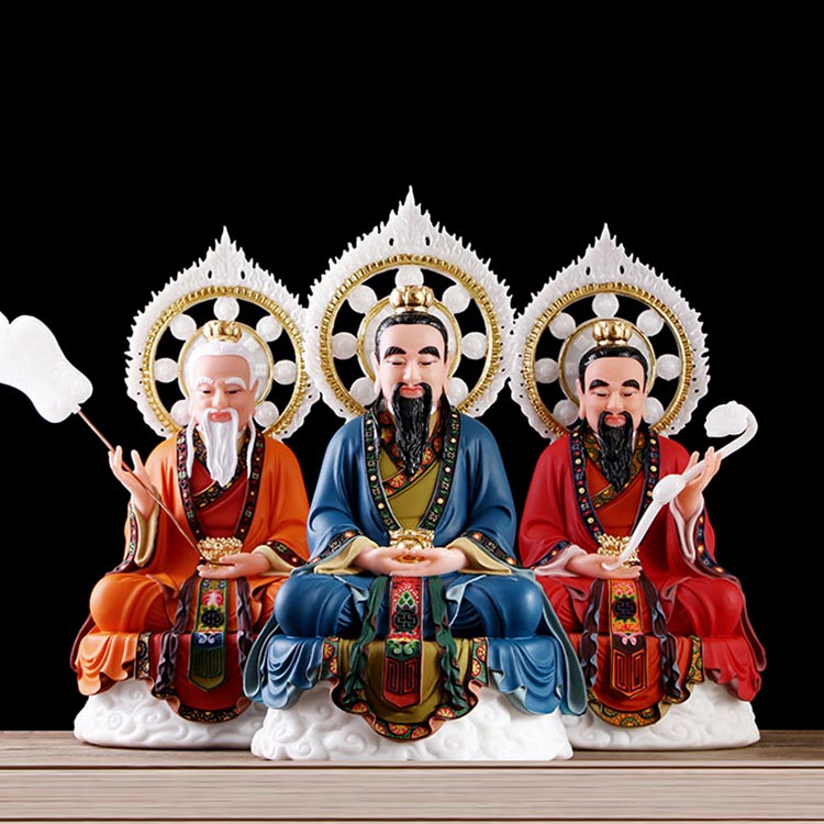 汉白玉石雕三清祖师神像摆件家用太上老君道德天尊道教三清道祖像 