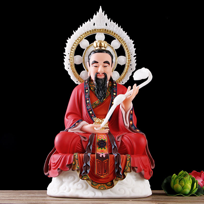 汉白玉石雕三清祖师神像摆件家用太上老君道德天尊道教三清道祖像 