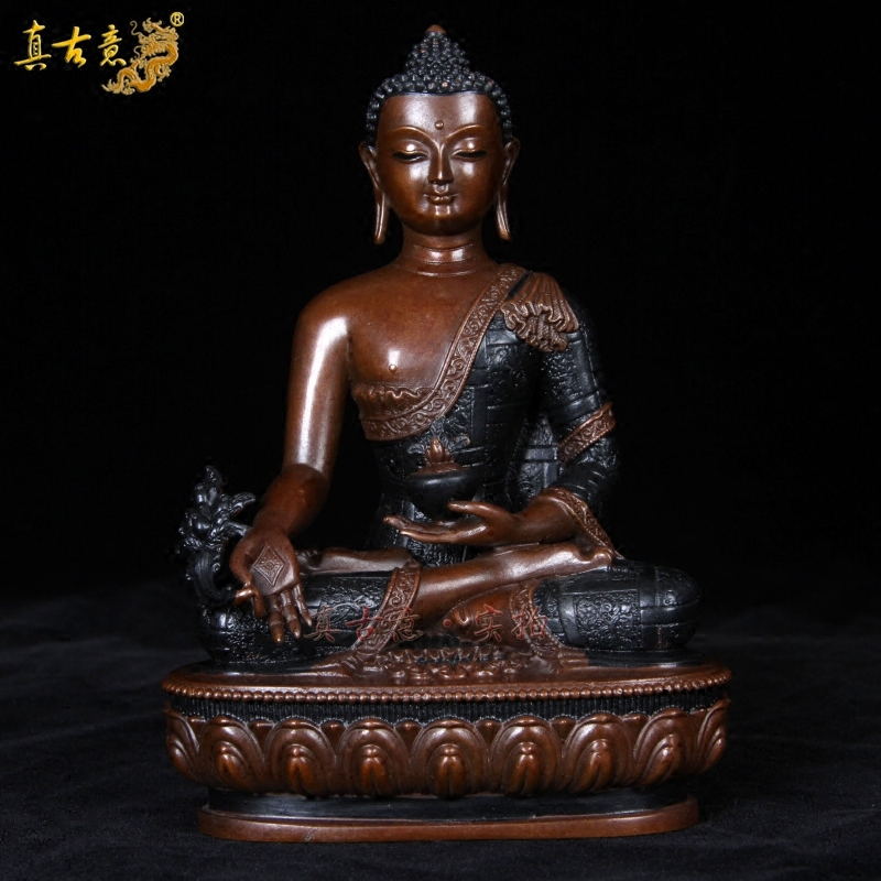 纯铜三宝佛摆件密宗铜释迦牟尼佛药师佛阿弥陀佛三世佛尼泊尔佛像 