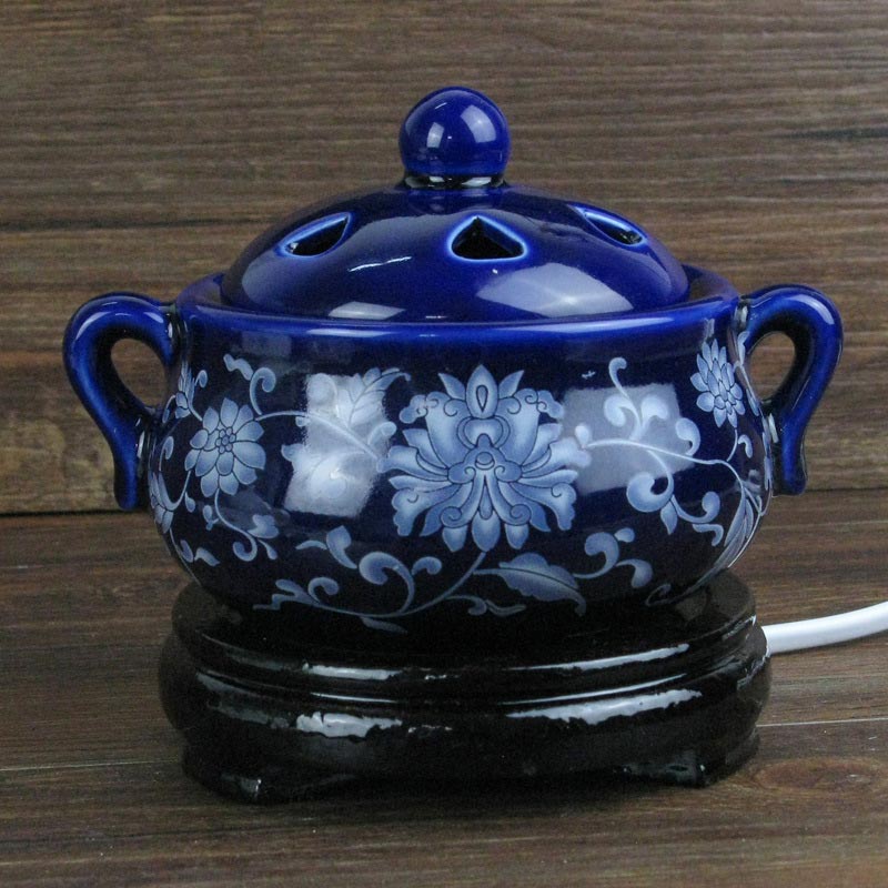 定时调温电子檀香炉 陶瓷香薰炉 沉香炉精油插电香薰灯木屑粉盖子