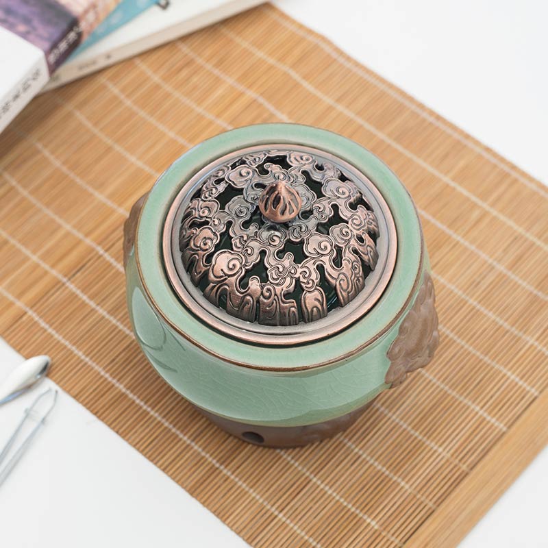 定时调温电子熏香炉陶瓷精油灯木屑粉醋家用室内插电檀沉小品香炉 