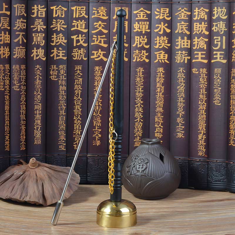 寺庙法会引磬佛教用品法器纯铜直杆引磬长柄引庆铜磬引擎佛乐铜钟 