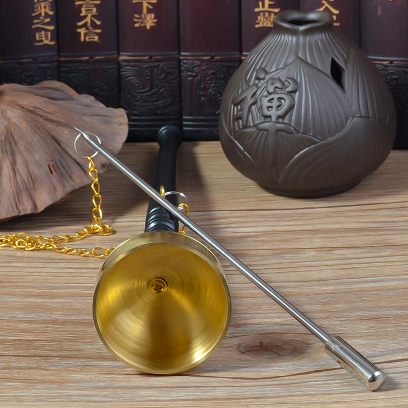 寺庙法会引磬佛教用品法器纯铜直杆引磬长柄引庆铜磬引擎佛乐铜钟 