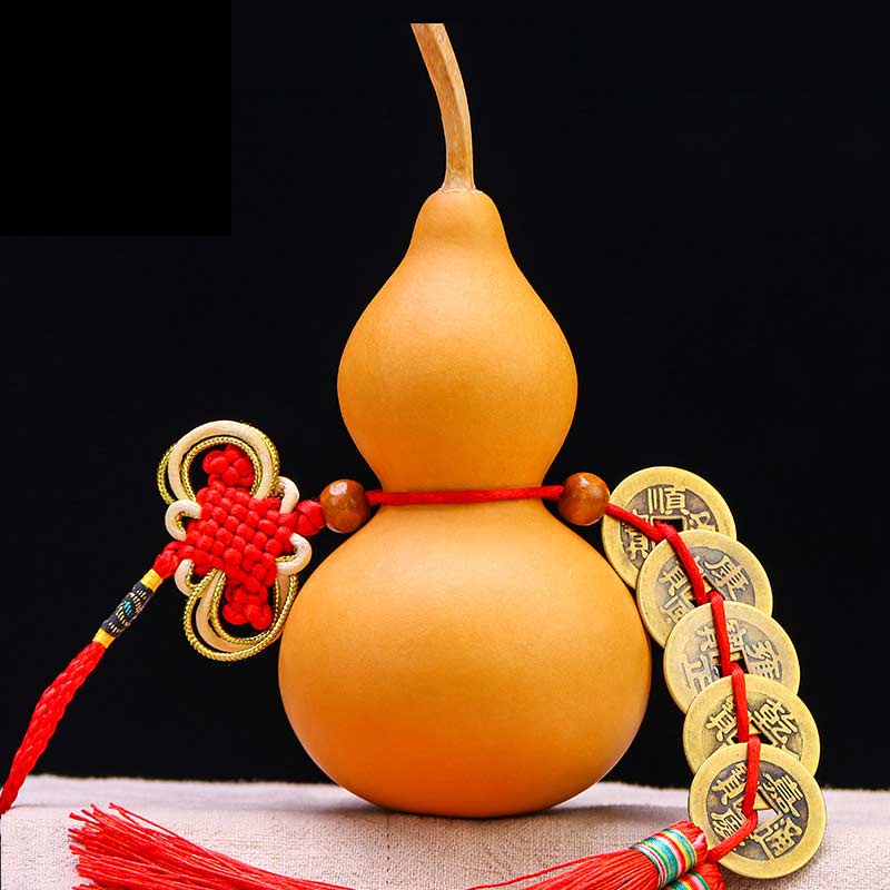 开光葫芦挂件风水天然葫芦五帝钱小摆件家居招财镇宅化煞辟邪转运 