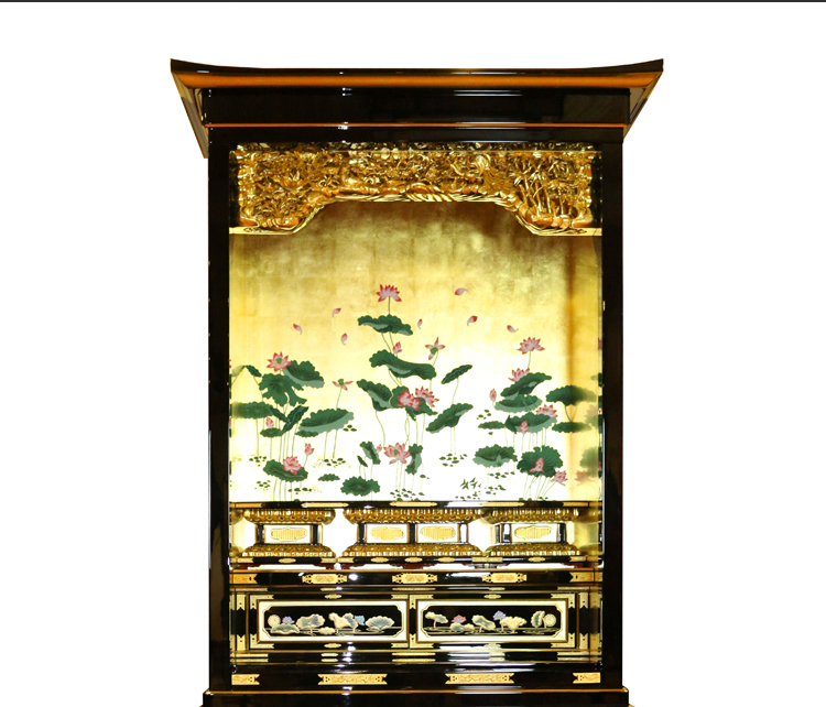 文新佛具   净土30号纯手工实木制作 钢琴烤漆手工金具饰品卷草烫金纱网饰品手工采绘24K贴金