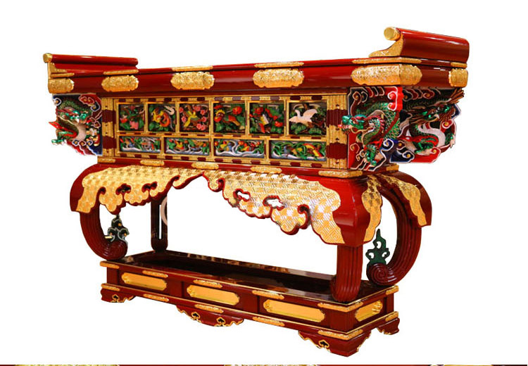 文新佛具  六鸟供桌 纯手工实木制作钢琴烤漆手工金具饰品手工彩绘24K贴金