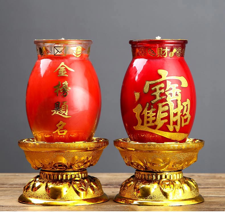 招财酥油灯 供佛长明灯 3天斗烛蜡烛台酥油灯座家用批发