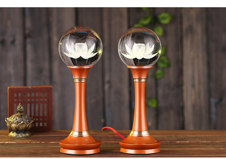 莲花灯佛前灯长明灯佛供灯佛灯结缘LED供佛灯水晶球七彩莲花宝灯 