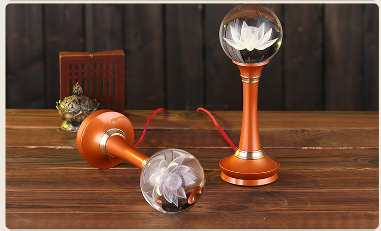 莲花灯佛前灯长明灯佛供灯佛灯结缘LED供佛灯水晶球七彩莲花宝灯 