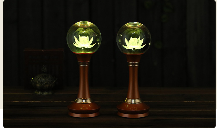 莲花灯佛前灯长明灯佛供灯佛灯结缘LED供佛灯水晶球七彩莲花宝灯 
