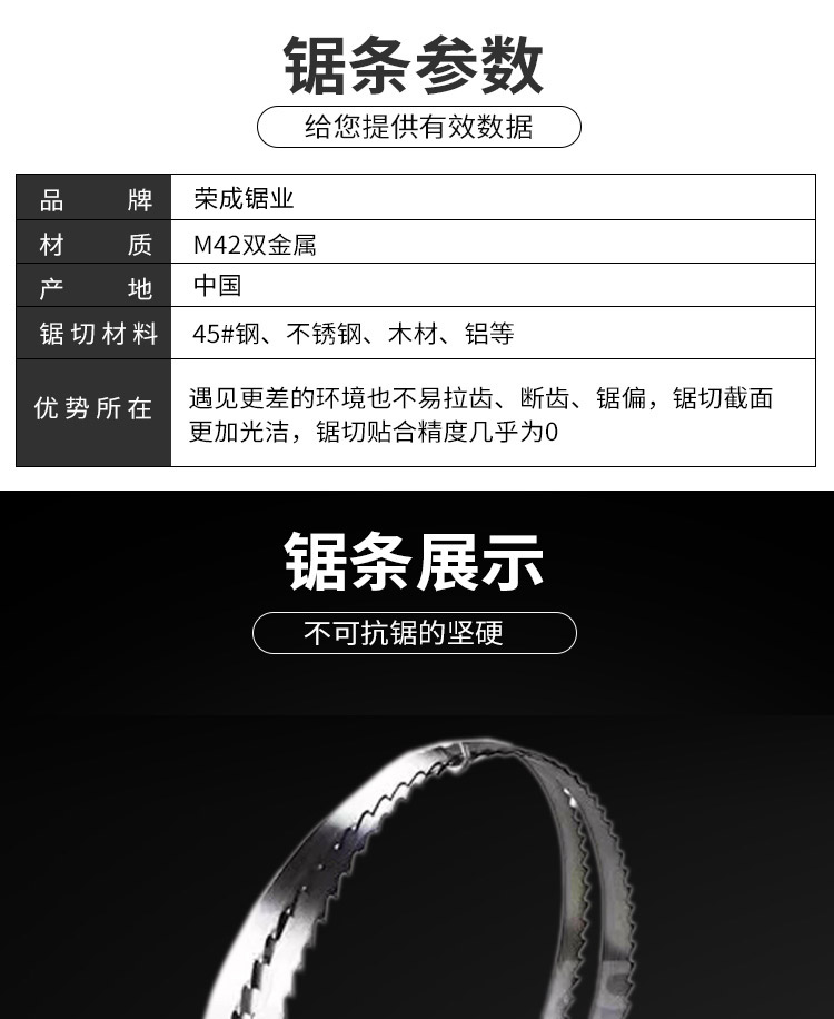 荣成锯业 细木工带锯条，双金属带锯条