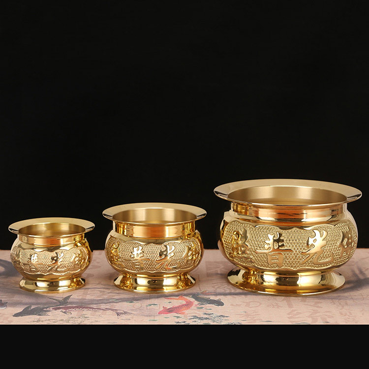 供佛香炉佛字心经炉佛堂供奉香薰炉香插立香盘香炉黄铜