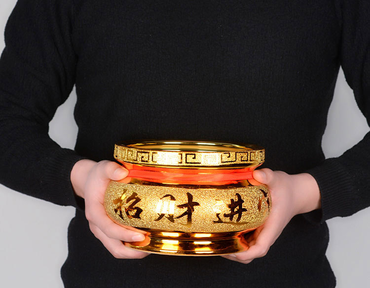 金色陶瓷香炉摆件大号烧香炉熏香炉家用居室用财神供奉