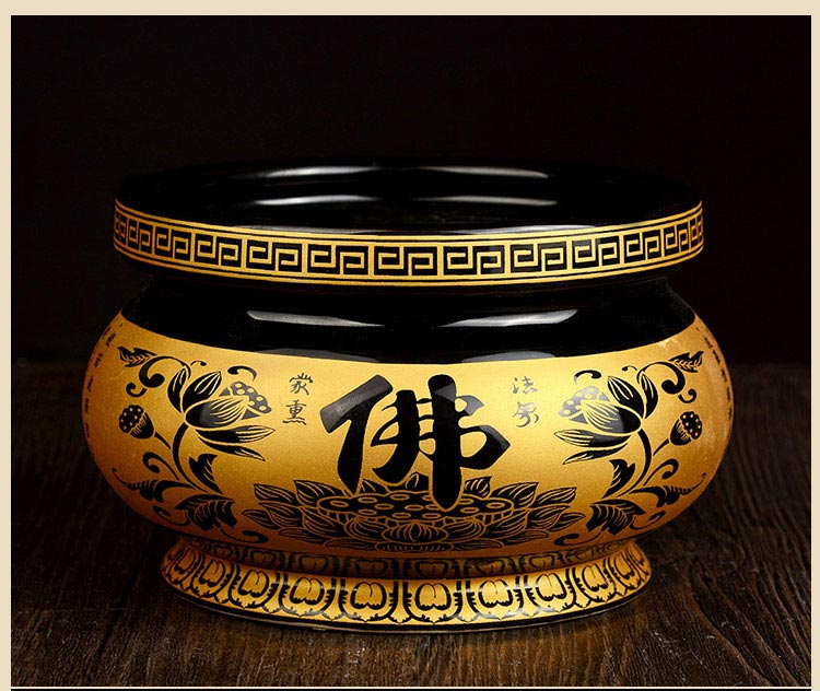 居室佛具陶瓷香炉 佛教用品佛堂香插供佛线香炉莲花心经 