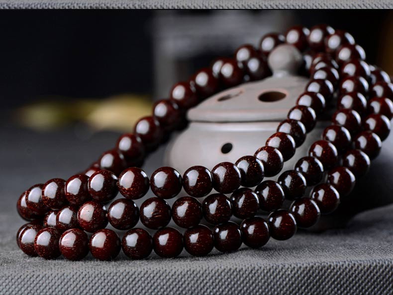 千年沧桑老料印度爆满金星小叶紫檀手串8mm108颗男款木佛珠 